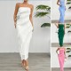 Diyun European and American women's clothing cross-border trade Amazon 2025 Spring/Summer Sexy body-hugging solid color strapless dress Diyun European and American women's clothing cross-border trade Amazon 2025 Spring/Summer Sexy body-hugging solid color strapless dress