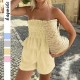 Diyun Cross-border European and American Casual and simple strapless black ear-trimmed shorts Women's set for Summer 2025 Amazon Independent Store Diyun Cross-border European and American Casual and simple strapless black ear-trimmed shorts Women's set for Summer 2025 Amazon Independent Store