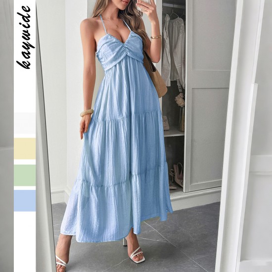 Diyun Cross-border Casual Vacation Style halter seaside Atmosphere Long Dress Women's clothing 2025 Spring/Summer Amazon Diyun Cross-border Casual Vacation Style halter seaside Atmosphere Long Dress Women's clothing 2025 Spring/Summer Amazon