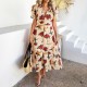Diyun Cross-border European and American 2025 Spring/Summer Bohemian Sexy Deep V Chiffon Printed short-sleeved dress for children Diyun Cross-border European and American 2025 Spring/Summer Bohemian Sexy Deep V Chiffon Printed short-sleeved dress for children