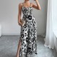 Di Yun's European and American cross-border 2025 Spring/Summer elegant and stylish twist-printed small halter wide-leg one-piece long pants women's clothing