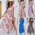 Diyun Cross-border elegant and stylish printed waist-cinching dress for women's clothing, Spring/Summer 2025 Amazon long dress for export