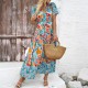 Diyun Cross-border European and American vacation Casual style printed dress Women's clothing Spring/Summer 2025 Amazon Independent Foreign Trade Station Diyun Cross-border European and American vacation Casual style printed dress Women's clothing Spring/Summer 2025 Amazon Independent Foreign Trade Station
