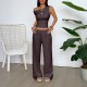Diyun's European and American sporty, simple sleeveless vest, solid color long pants set for women's clothing Spring/Summer 2025 Amazon Independent Store