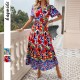 Diyun Cross-border European and American vacation Casual style printed dress Women's clothing Spring/Summer 2025 Amazon Independent Foreign Trade Station Diyun Cross-border European and American vacation Casual style printed dress Women's clothing Spring/Summer 2025 Amazon Independent Foreign Trade Station