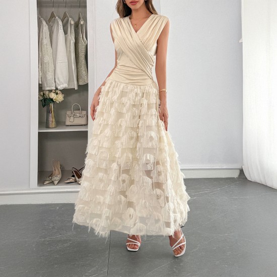 Diyun Cross-border European and American elegant style patchwork fashionable long dress women's clothing 2025 Summer Amazon Independent Station Diyun Cross-border European and American elegant style patchwork fashionable long dress women's clothing 2025 Summer Amazon Independent Station
