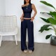 Diyun's European and American sporty, simple sleeveless vest, solid color long pants set for women's clothing Spring/Summer 2025 Amazon Independent Store
