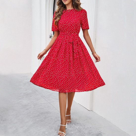 Diyun Cross-border Trade European and American women's clothing Amazon Spring/Summer 2025 Casual polka dot Tie Long Dress
