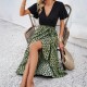Diyun European and American women's clothing Amazon Cross-border 2024 Spring/Summer export elegant color-blocking short-sleeved V-neck dress Diyun European and American women's clothing Amazon Cross-border 2024 Spring/Summer export elegant color-blocking short-sleeved V-neck dress