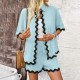 Diyun Cross-border Foreign Trade Women's Clothing Amazon Spring/Summer 2024 Casual Vacation Style Solid Color lace Shirt and Shorts Set