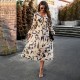 Diyun European and American cross-border V-neck floral print dress 2025 Summer Export women's clothing vacation Casual printed long dress for children Diyun European and American cross-border V-neck floral print dress 2025 Summer Export women's clothing vacation Casual printed long dress for children