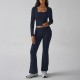Diyun Cross-border Foreign Trade 2024 Autumn/Winter Solid-color casual knitted long-sleeved top, yoga wear and two-piece pants set for Europe and America Diyun Cross-border Foreign Trade 2024 Autumn/Winter Solid-color casual knitted long-sleeved top, yoga wear and two-piece pants set for Europe and America