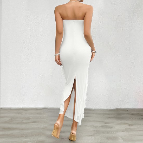 Diyun European and American women's clothing cross-border trade Amazon 2025 Spring/Summer Sexy body-hugging solid color strapless dress Diyun European and American women's clothing cross-border trade Amazon 2025 Spring/Summer Sexy body-hugging solid color strapless dress