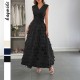 Diyun Cross-border European and American elegant style patchwork fashionable long dress women's clothing 2025 Summer Amazon Independent Station Diyun Cross-border European and American elegant style patchwork fashionable long dress women's clothing 2025 Summer Amazon Independent Station