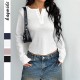 Diyun Cross-border European and American Y2K Spicy Girl Style Button long-sleeved vest T-shirt women's clothing 2025 Spring/Summer Amazon Independent Store Diyun Cross-border European and American Y2K Spicy Girl Style Button long-sleeved vest T-shirt women's clothing 2025 Spring/Summer Amazon Independent Store