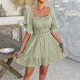 Diyun Cross-border 2025 Spring/Summer European and American casual vacation style solid-color black ear-trimmed short-sleeved dress, children's short skirt Diyun Cross-border 2025 Spring/Summer European and American casual vacation style solid-color black ear-trimmed short-sleeved dress, children's short skirt