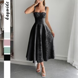 Diyun Cross-border European and American elegant style halter jacquard long dress for women's clothing 2025 summer Independent store on Amazon