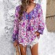 Diyun European and American Women's Clothing Independent Station Cross-border Trade 2025 Spring/Summer Casual Vacation Printed T-shirt Long-sleeved Women's Shirt