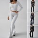 Diyun Cross-border Foreign Trade 2024 Autumn/Winter Solid-color casual knitted long-sleeved top, yoga wear and two-piece pants set for Europe and America Diyun Cross-border Foreign Trade 2024 Autumn/Winter Solid-color casual knitted long-sleeved top, yoga wear and two-piece pants set for Europe and America