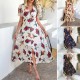 Diyun Cross-border European and American 2025 Spring/Summer Bohemian Sexy Deep V Chiffon Printed short-sleeved dress for children Diyun Cross-border European and American 2025 Spring/Summer Bohemian Sexy Deep V Chiffon Printed short-sleeved dress for children