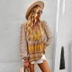 Self-developed and designed Amazon-style Pomixia vacation-style shirt, color-blocking print, all-season top and shirt for women Self-developed and designed Amazon-style Pomixia vacation-style shirt, color-blocking print, all-season top and shirt for women