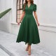 Diyun Cross-border 2025 Spring/Summer elegant solid-color high-waisted V-neck solid-color short-sleeved dress for children Diyun Cross-border 2025 Spring/Summer elegant solid-color high-waisted V-neck solid-color short-sleeved dress for children