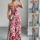 Di Yun's European and American cross-border 2025 Spring/Summer elegant and stylish twist-printed small halter wide-leg one-piece long pants women's clothing