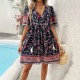Diyun European and American women's Clothing Amazon Cross-border 2024 Spring/Summer Vacation Style Printed Short-sleeved dress