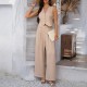 Diyun 2025 Spring/Summer Cross-border Amazon European and American Casual Commuting Vacation Style Solid color waistcoat wide-leg long pants set