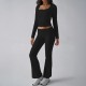 Diyun Cross-border Foreign Trade 2024 Autumn/Winter Solid-color casual knitted long-sleeved top, yoga wear and two-piece pants set for Europe and America Diyun Cross-border Foreign Trade 2024 Autumn/Winter Solid-color casual knitted long-sleeved top, yoga wear and two-piece pants set for Europe and America