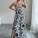 Di Yun's European and American cross-border 2025 Spring/Summer elegant and stylish twist-printed small halter wide-leg one-piece long pants women's clothing
