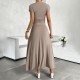 Diyun's European and American cross-border Amazon 2024 Spring/Summer short-sleeved women's wear, elegant and form-fitting solid color short-sleeved dress set Diyun's European and American cross-border Amazon 2024 Spring/Summer short-sleeved women's wear, elegant and form-fitting solid color short-sleeved dress set