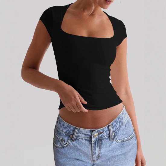 Diyun Cross-border European and American yoga wear, sports elastic slimming T-shirt women's clothing, Summer 2025 Amazon Independent foreign Trade Station