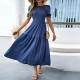 Diyun Cross-border European and American Casual Vacation style lotus leaf sleeve corset women's long Dress for Spring/Summer 2025 Amazon Diyun Cross-border European and American Casual Vacation style lotus leaf sleeve corset women's long Dress for Spring/Summer 2025 Amazon