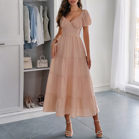 Diyun Cross-border European and American Casual Vacation waistband A-line long dress women's clothing 2025 Summer Independent Store on Amazon Diyun Cross-border European and American Casual Vacation waistband A-line long dress women's clothing 2025 Summer Independent Store on Amazon