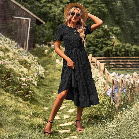 Diyun has developed and designed cross-border fashionable women's clothing for Europe and America. The Amazon big swing dress is elegant, flowing and slimming