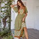 Di Yun's Spring/Summer 2025 European and American cross-border cotton printed dress, French printed vacation style square neck dress for women