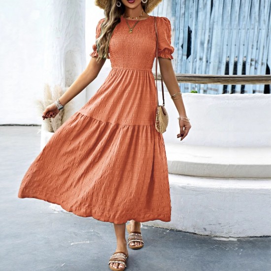 Diyun Cross-border European and American Casual Vacation style lotus leaf sleeve corset women's long Dress for Spring/Summer 2025 Amazon Diyun Cross-border European and American Casual Vacation style lotus leaf sleeve corset women's long Dress for Spring/Summer 2025 Amazon