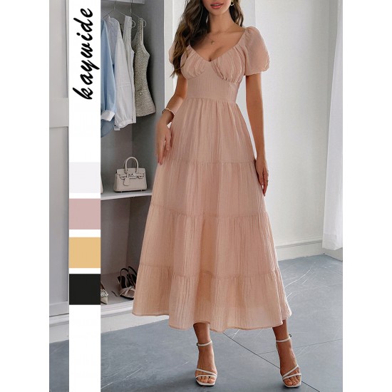Diyun Cross-border European and American Casual Vacation waistband A-line long dress women's clothing 2025 Summer Independent Store on Amazon Diyun Cross-border European and American Casual Vacation waistband A-line long dress women's clothing 2025 Summer Independent Store on Amazon