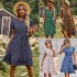 Self-developed and designed Amazon round-neck casual dress for summer 2023 with a lace-up and cinched waist