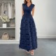 Diyun Cross-border European and American elegant style patchwork fashionable long dress women's clothing 2025 Summer Amazon Independent Station Diyun Cross-border European and American elegant style patchwork fashionable long dress women's clothing 2025 Summer Amazon Independent Station