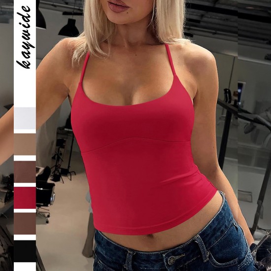 Diyun Cross-border European and American yoga wear, body-hugging and slimming small halter vest women's clothing, Summer 2025 Amazon Export Diyun Cross-border European and American yoga wear, body-hugging and slimming small halter vest women's clothing, Summer 2025 Amazon Export