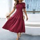 Diyun Cross-border European and American Casual Vacation style lotus leaf sleeve corset women's long Dress for Spring/Summer 2025 Amazon Diyun Cross-border European and American Casual Vacation style lotus leaf sleeve corset women's long Dress for Spring/Summer 2025 Amazon
