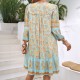 Diyun European and American Cross-border 2025 Spring/Summer Casual Bohemian vacation-style Cotton printed V-neck dress for children Diyun European and American Cross-border 2025 Spring/Summer Casual Bohemian vacation-style Cotton printed V-neck dress for children