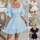 Diyun Cross-border 2025 Spring/Summer European and American casual vacation style solid-color black ear-trimmed short-sleeved dress, children's short skirt Diyun Cross-border 2025 Spring/Summer European and American casual vacation style solid-color black ear-trimmed short-sleeved dress, children's short skirt