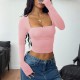 Diyun Cross-border European and American Y2K Spicy Girl style solid color long-sleeved base layer T-shirt women's clothing 2025 Summer Amazon Independent Store Diyun Cross-border European and American Y2K Spicy Girl style solid color long-sleeved base layer T-shirt women's clothing 2025 Summer Amazon Independent Store