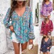 Diyun European and American Women's Clothing Independent Station Cross-border Trade 2025 Spring/Summer Casual Vacation Printed T-shirt Long-sleeved Women's Shirt