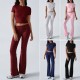 Diyun Cross-border European and American women's Clothing Amazon Spring/Summer 2025 Export Casual Solid Color Slimming Short-sleeved long Pants Set Diyun Cross-border European and American women's Clothing Amazon Spring/Summer 2025 Export Casual Solid Color Slimming Short-sleeved long Pants Set