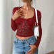 Diyun Foreign Trade 2025 Spring/Summer New European and American y2k sexy style slimming, cut-out long-sleeved lace-up top