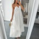 Diyun Cross-border European and American casual vacation halter semi-transparent dress women's clothing 2025 Summer Amazon Independent Station Diyun Cross-border European and American casual vacation halter semi-transparent dress women's clothing 2025 Summer Amazon Independent Station